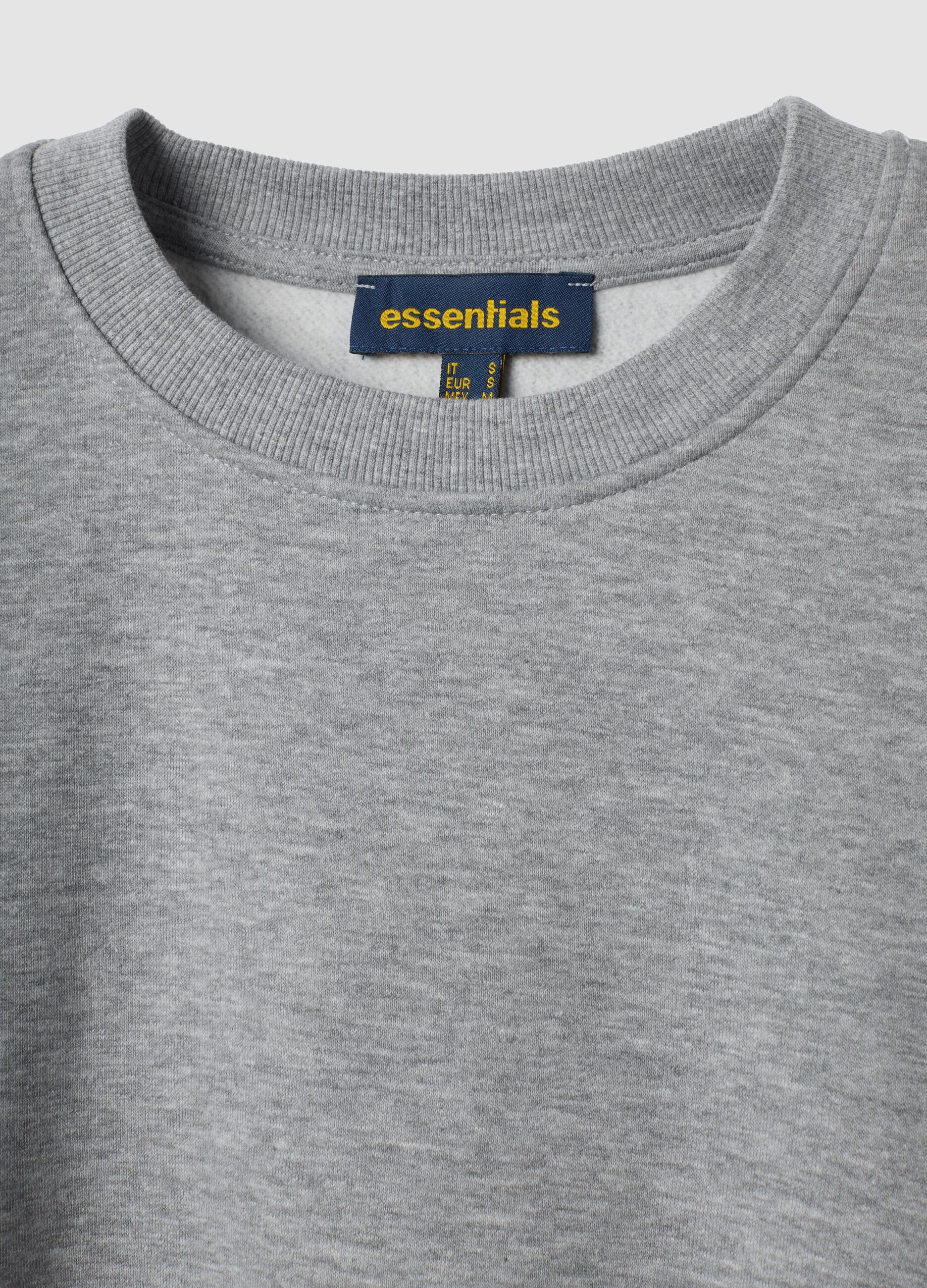 Grey crew-neck sweatshirt in cotton-viscose blend fleece, regular fit