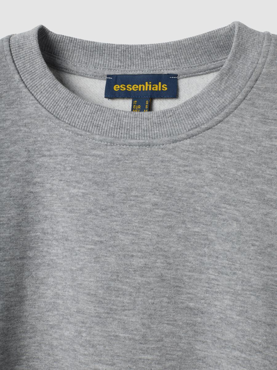 Grey crew-neck sweatshirt in cotton-viscose blend fleece, regular fit_1