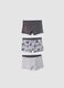 Tripack di boxer midi grigi in cotone organico elasticizzato con fantasia animali_0