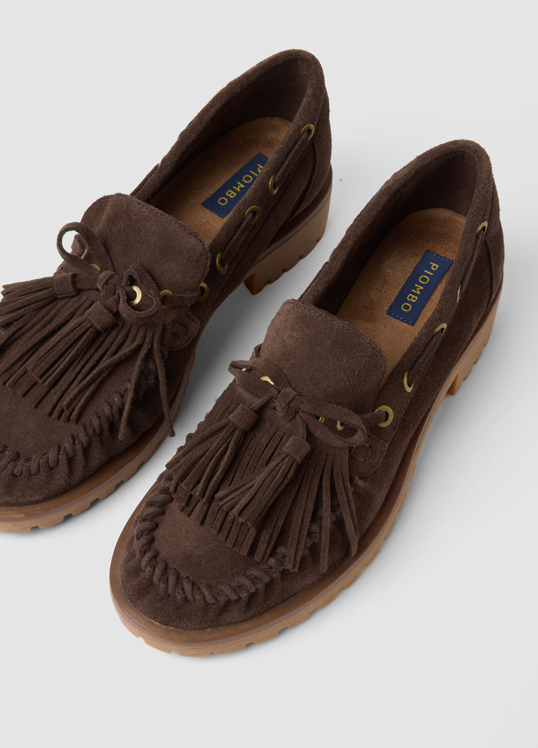 Brown genuine leather tassel loafers