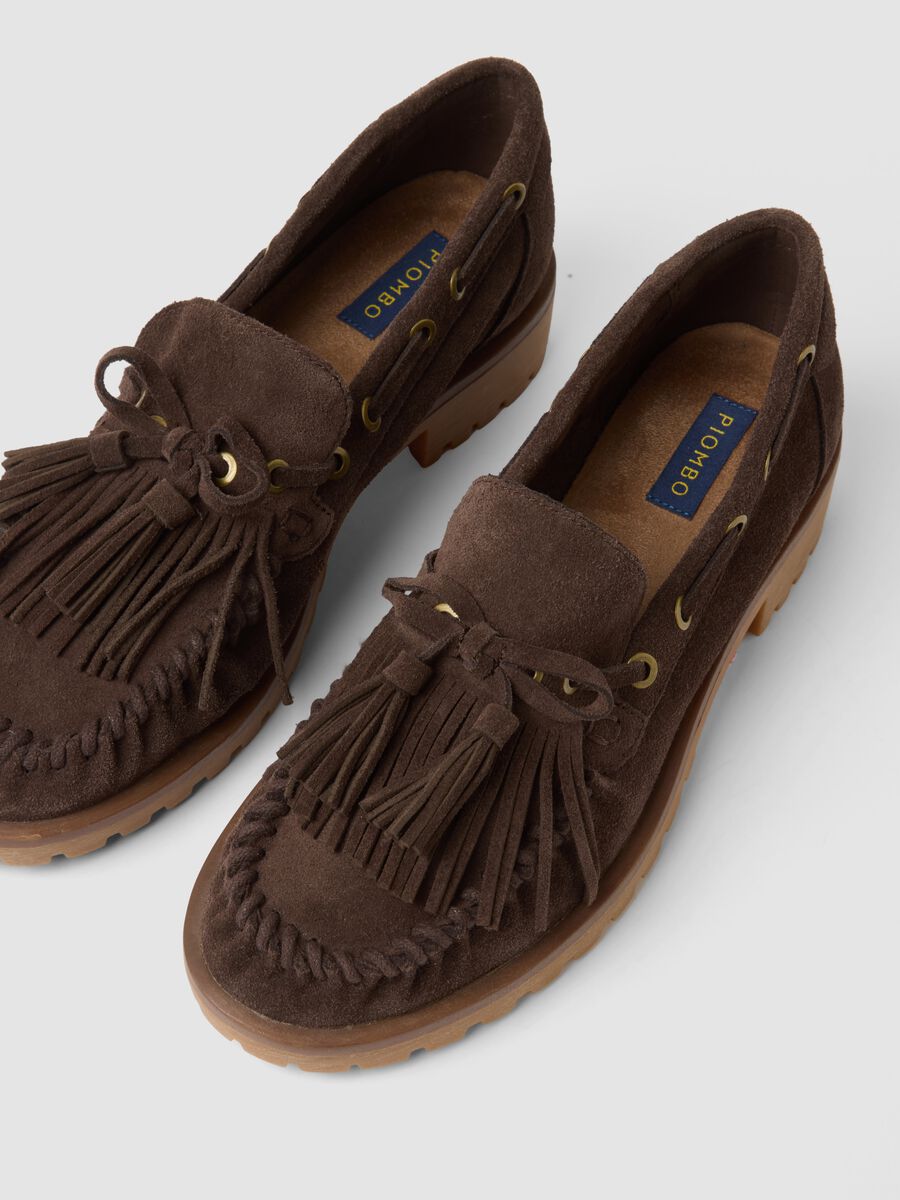 Brown genuine leather tassel loafers_1