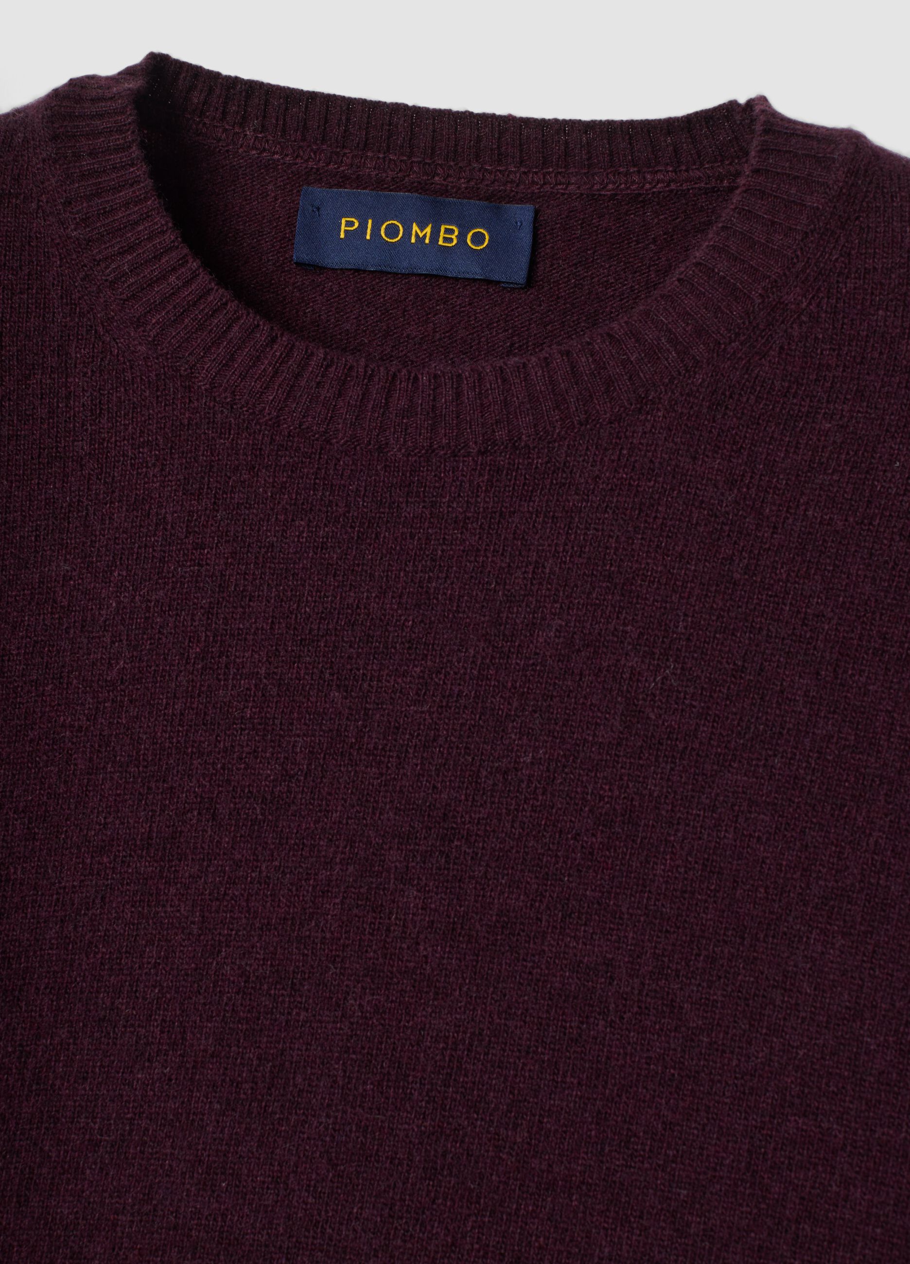 Purple pure wool crew-neck jumper, regular fit
