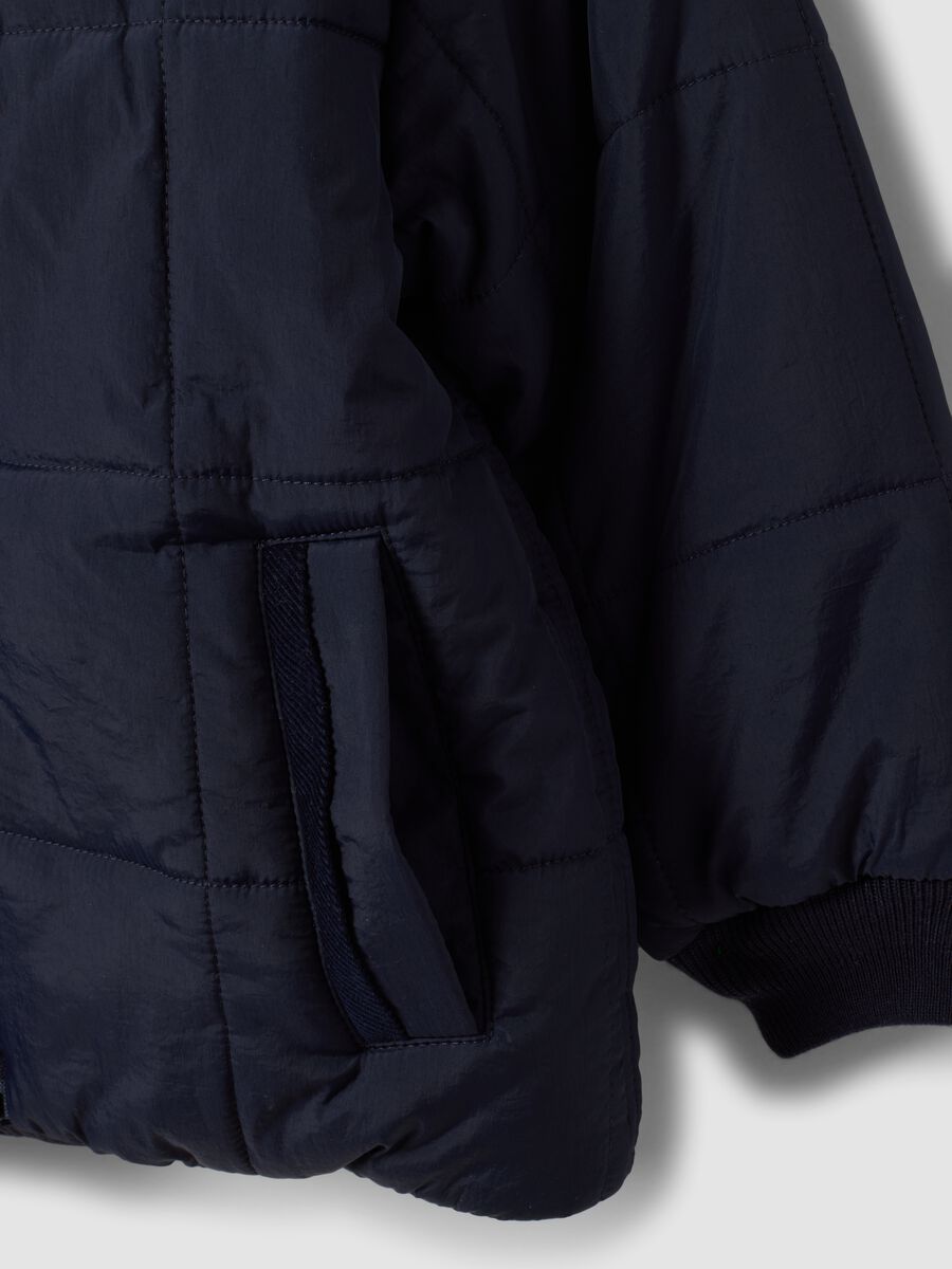 Navy padded hooded zip-up jacket for boys_3