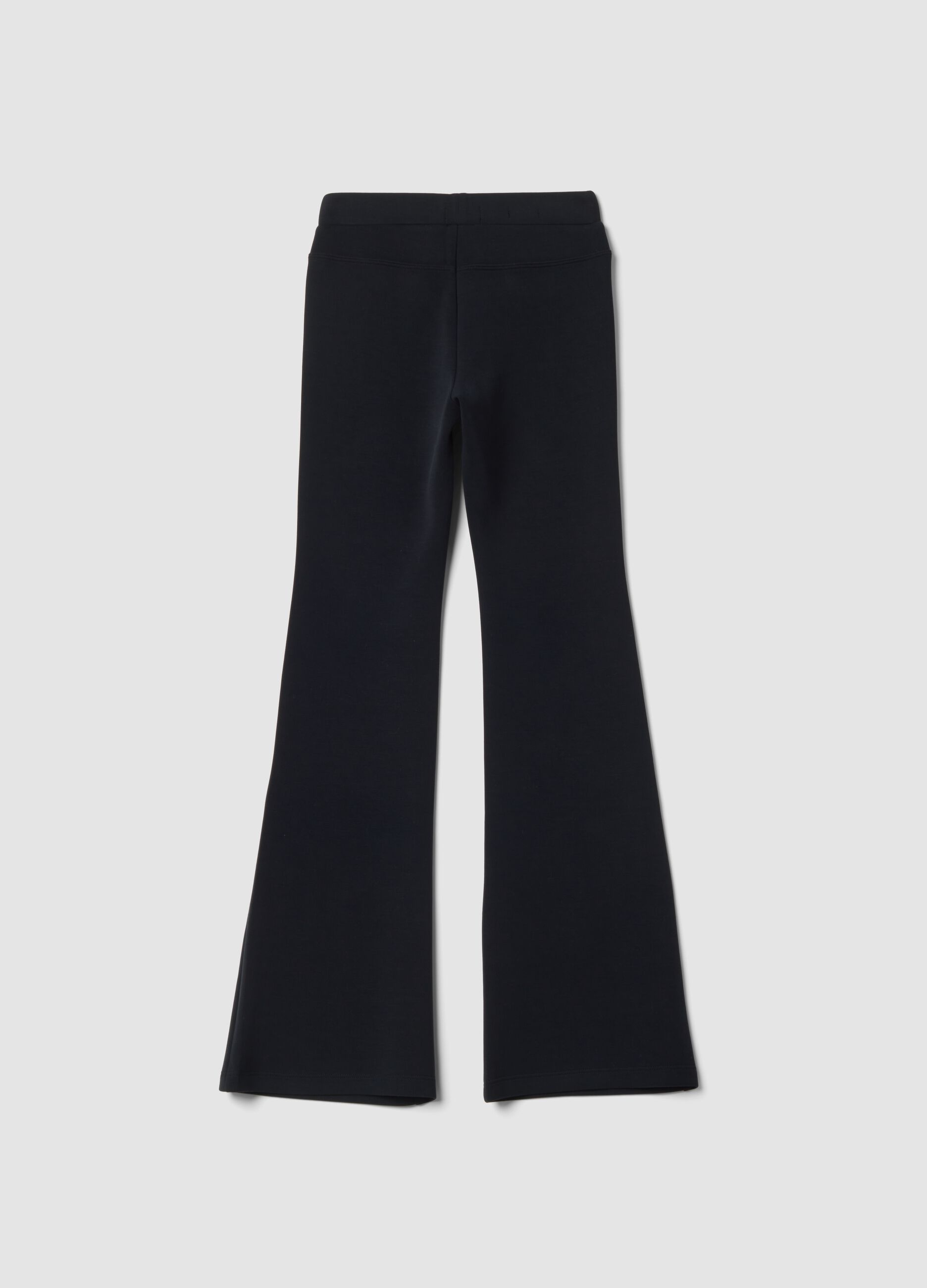 Black breathable stretch-modal flared trousers