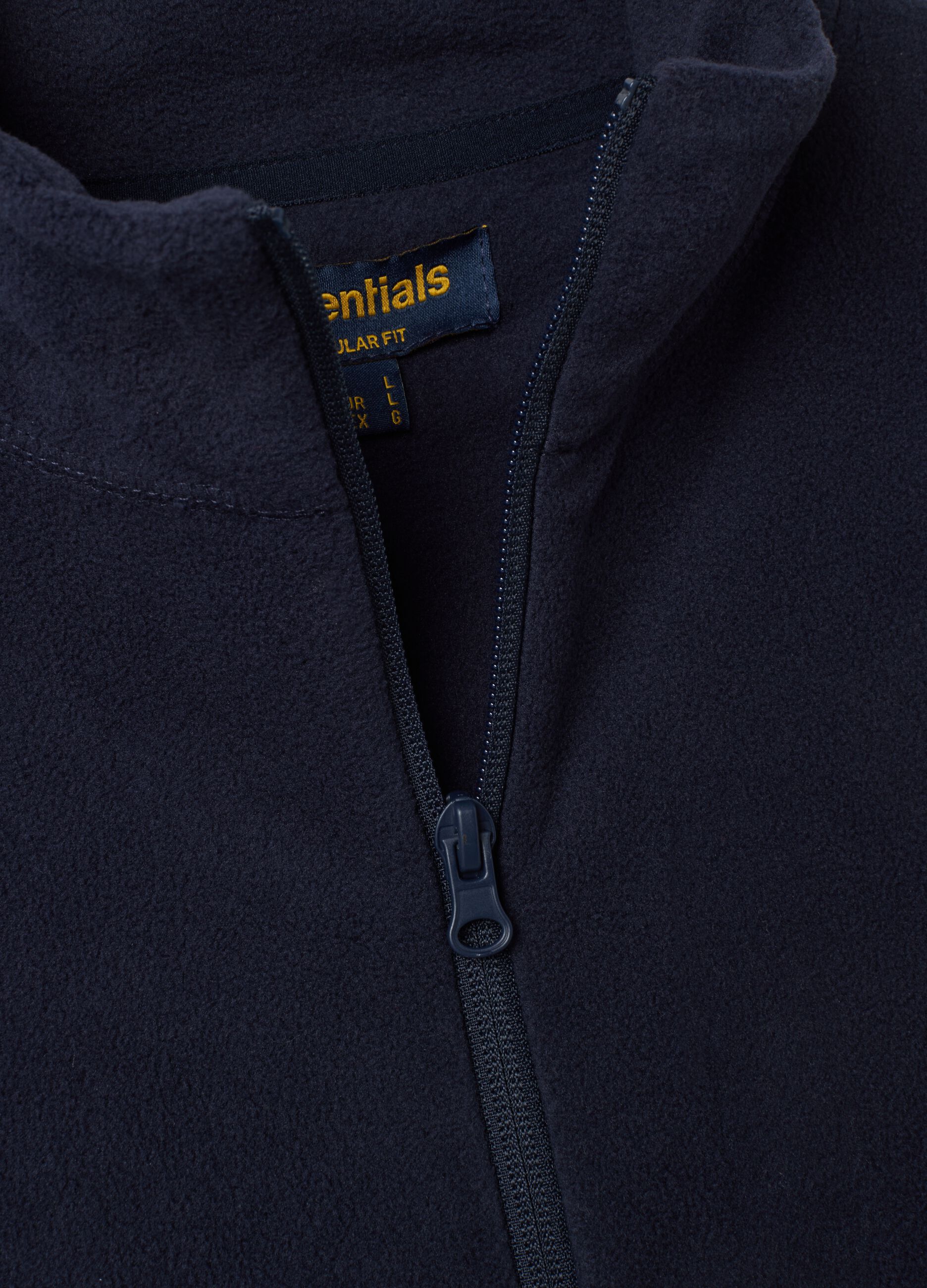 Felpa blu con colletto e zip regular fit in pile