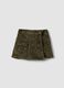 Gonna pantalone verde in cotone elasticizzato a coste_0