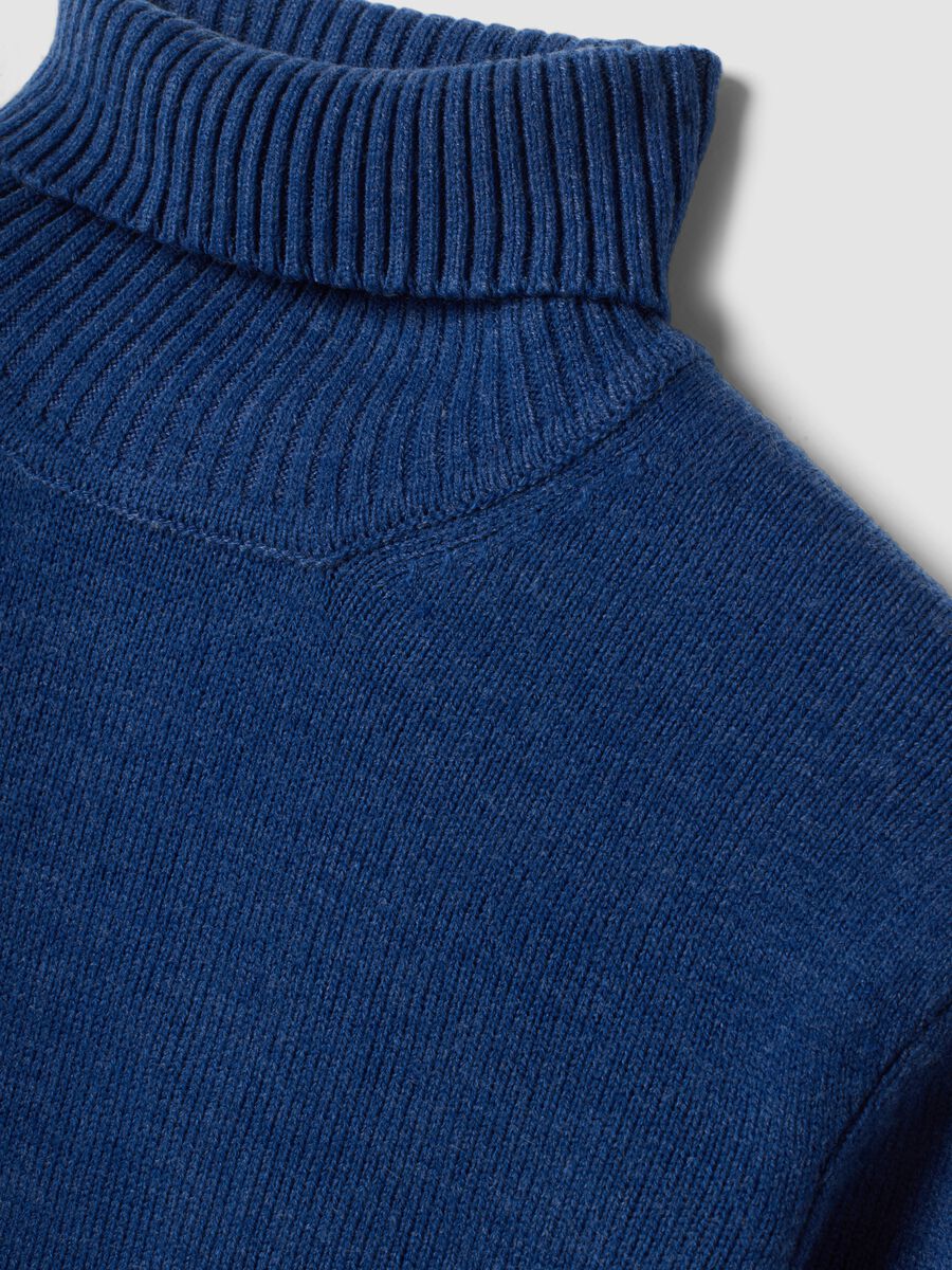 Blue regular-fit roll-neck jumper in jersey knit_1
