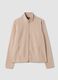 Felpa beige chiaro con girocollo e zip_0