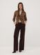 بنطال The Iconic Pants بني من قطن مطاطي مضلّع بقصّة مستقيمة_0