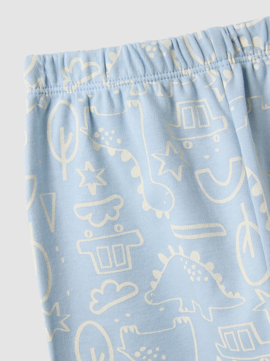 بيجاما زرقاء فاتحة من قطن عضوي خالص بياقة دائرية للرضّع والأطفال الصغار_3