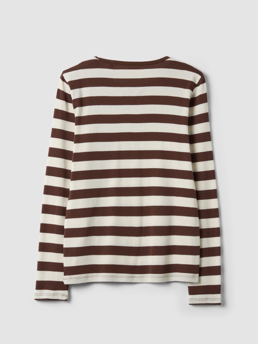 T-shirt bianca a righe in puro cotone con girocollo_6