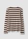 T-shirt bianca a righe in puro cotone con girocollo_6