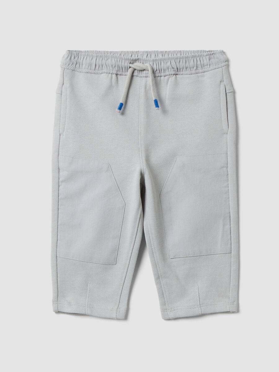 Grey oversized pure cotton jogger trousers for baby boys_0