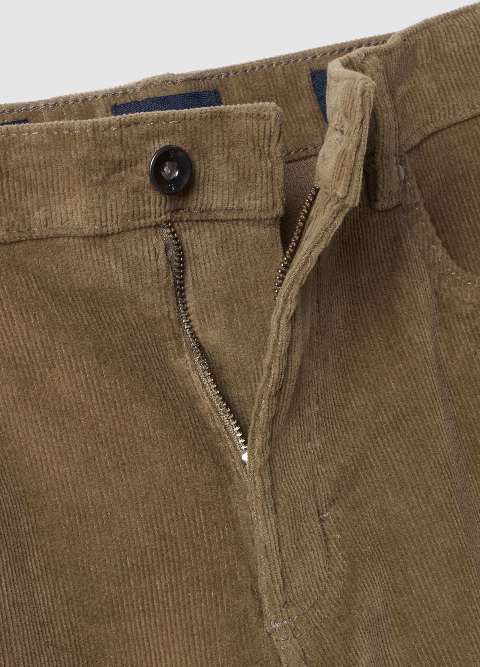 Pantaloni marroni in cotone elasticizzato a coste regular fit