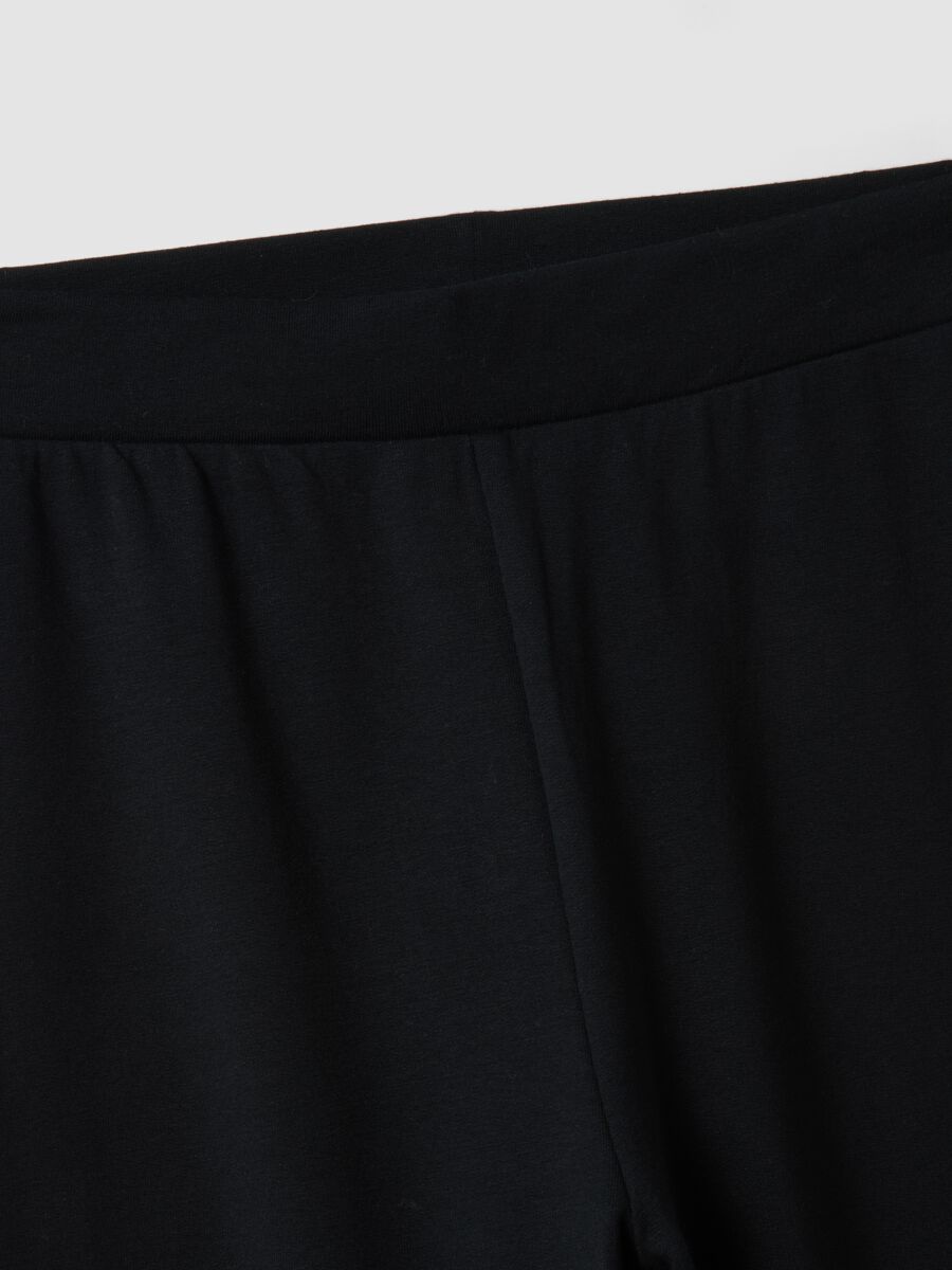 Black flared leggings in stretch cotton_1