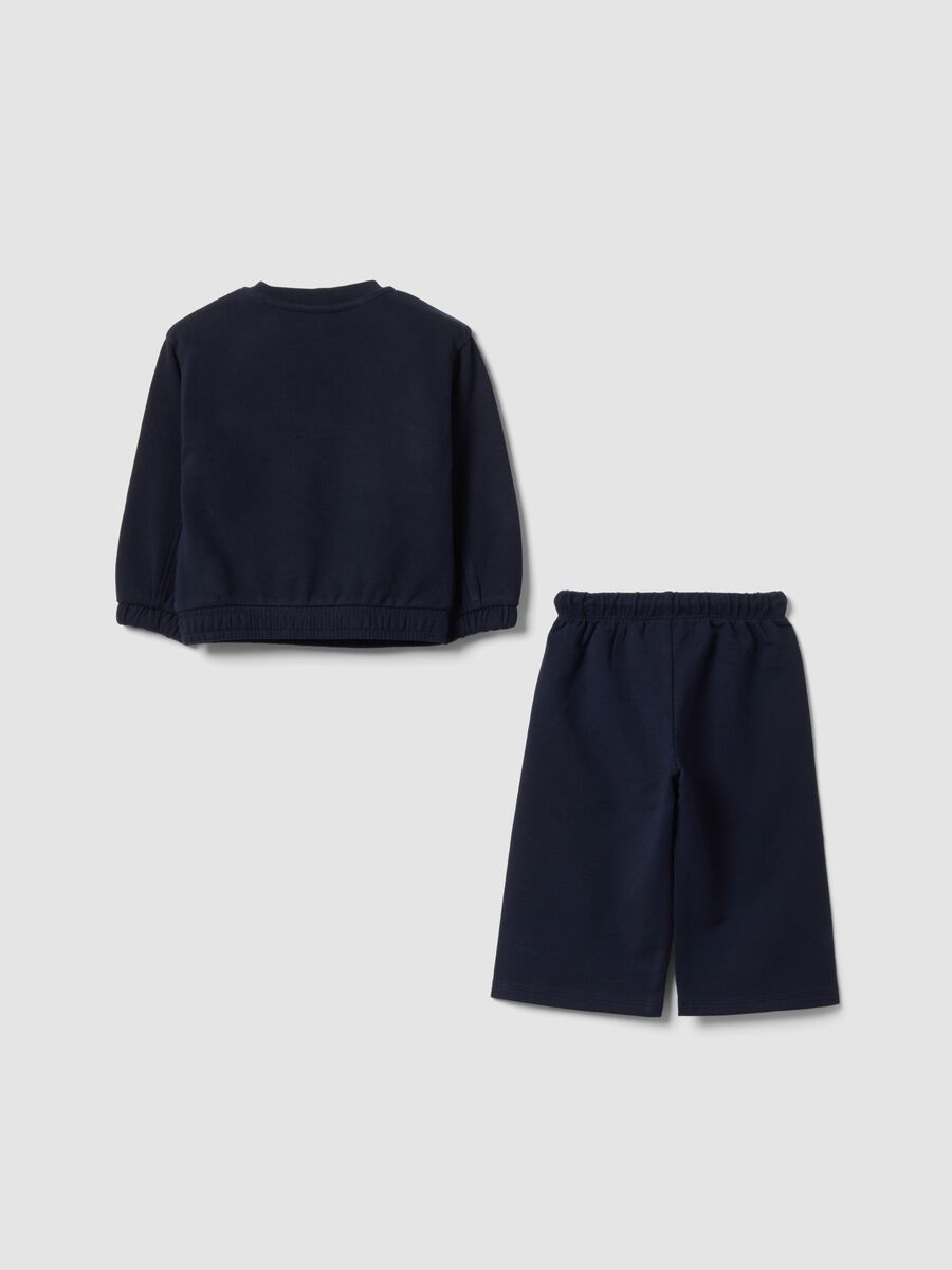 Blue pure cotton set with crew-neck sweatshirt for baby girl_1