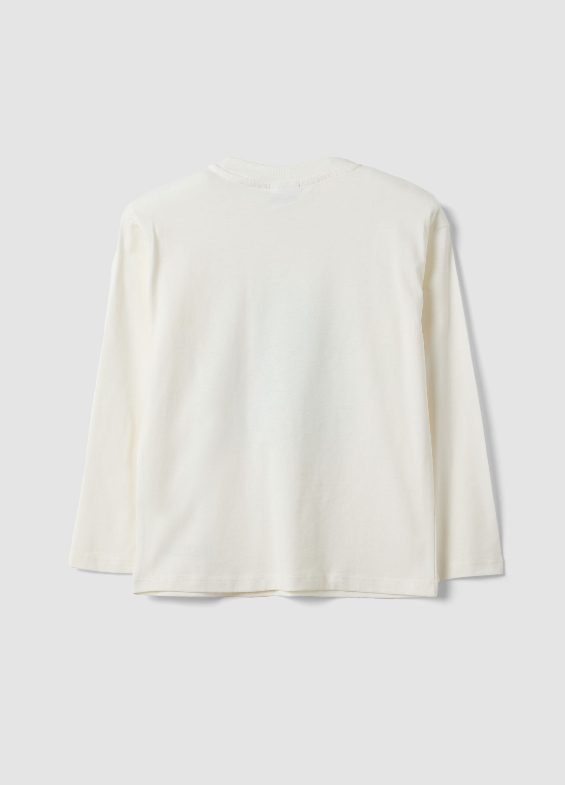 White crew-neck pure cotton T-shirt with Minecraft print