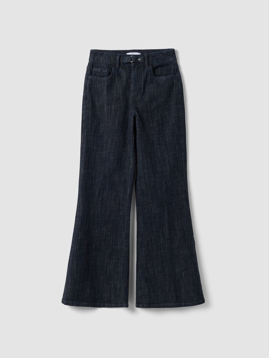 Jeans denim blu bootcut in cotone elasticizzato_5