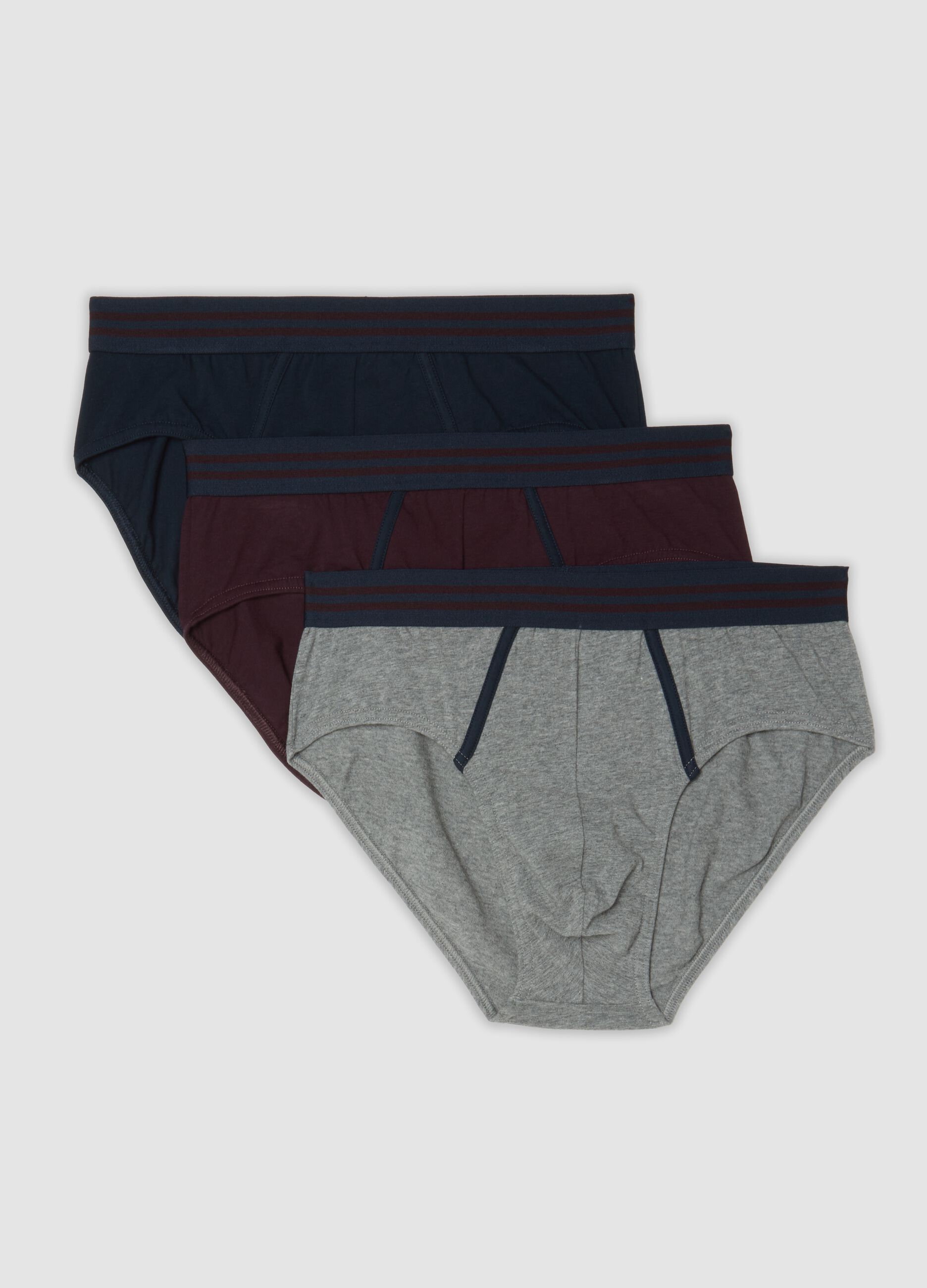 Men&rsquo;s 3-pack organic stretch cotton briefs, multicolour