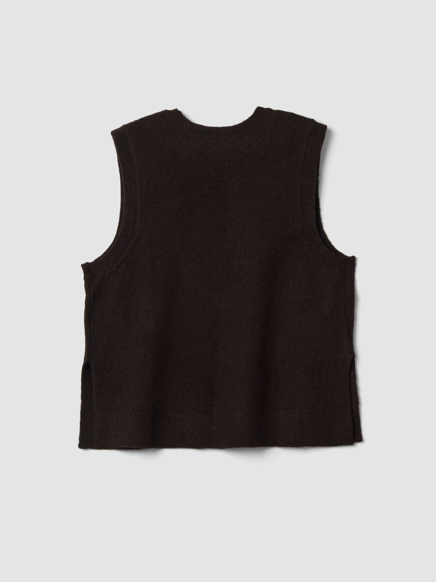 Brown wool-blend crew-neck gilet_2