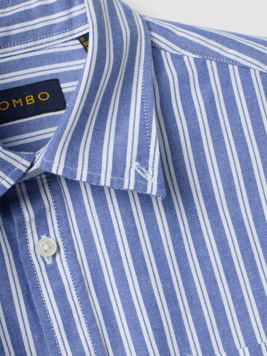 Blue striped pure cotton Oxford shirt, regular fit_1