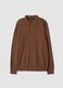 Brown long-sleeve regular-fit cotton and cashmere-blend polo shirt_4