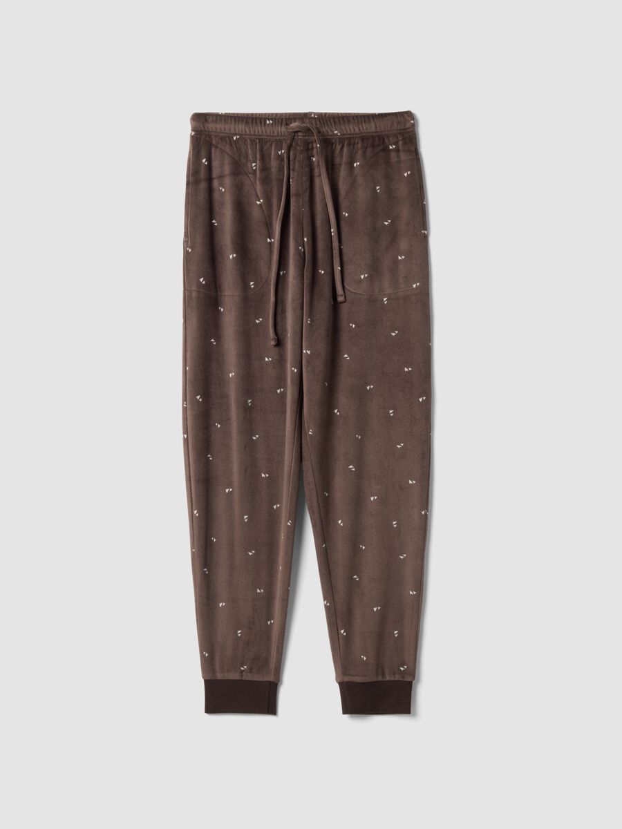 Brown stretch-fabric pyjama trousers_0