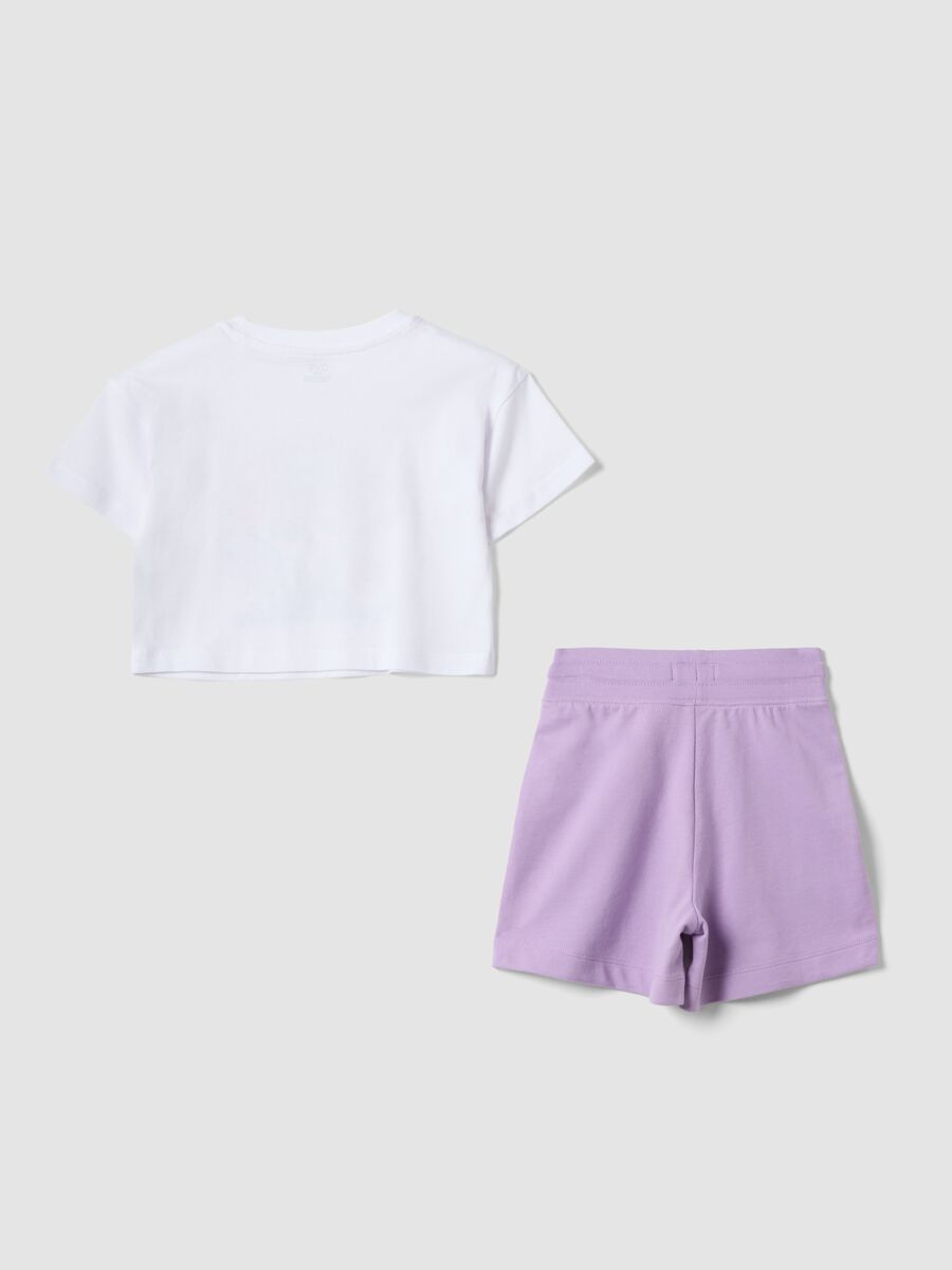 White and purple pure cotton jogging set for girls, regular fit_1