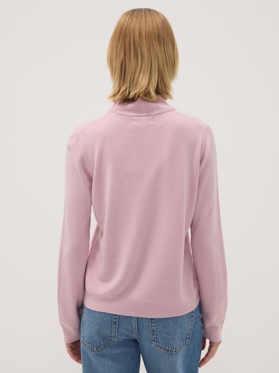 Pink long-sleeved top with high neck, regular fit_2