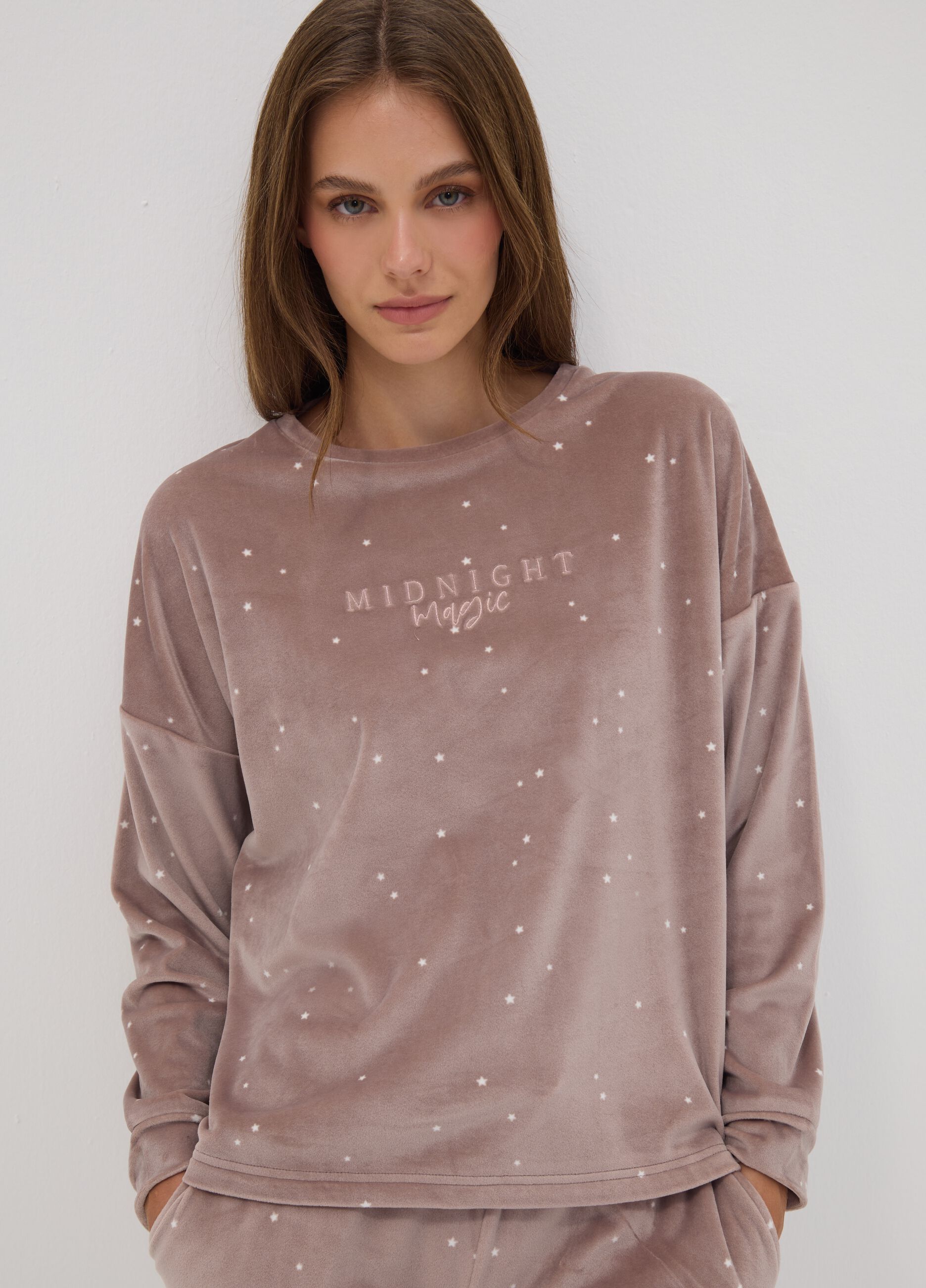 Pink stretch crew-neck top