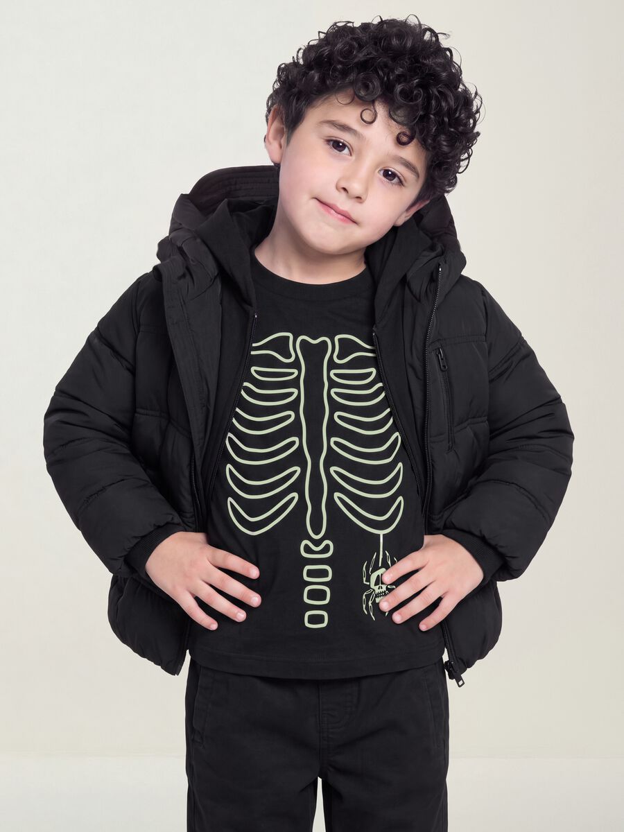 Black padded jacket in stretch fabric_0