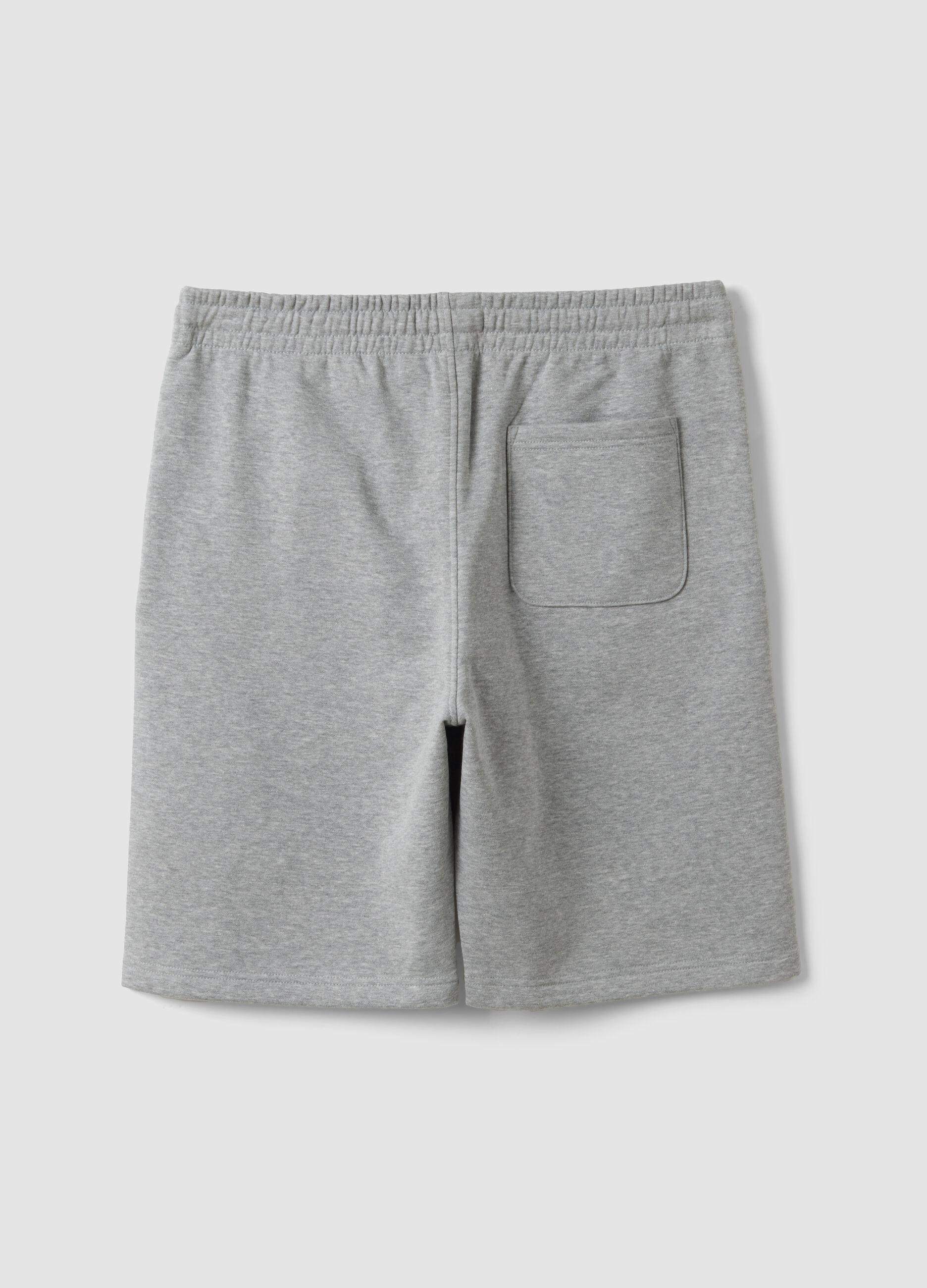 Grey cotton-blend shorts with elasticated waistband, regular fit