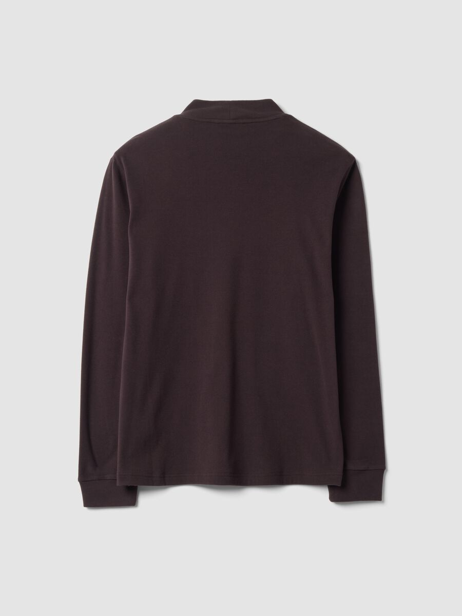 Brown stretch-fabric top with high neck_2