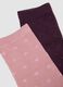 Three-pack of dark purple, light pink and dark brown organic stretch cotton socks_1