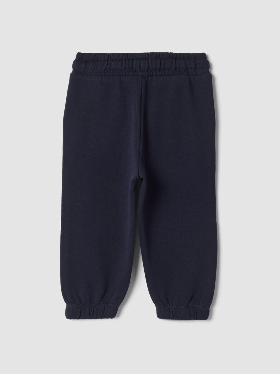 Blue pure cotton jogger trousers, regular fit_1