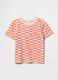 Pink and beige striped T-shirt with pocket_0