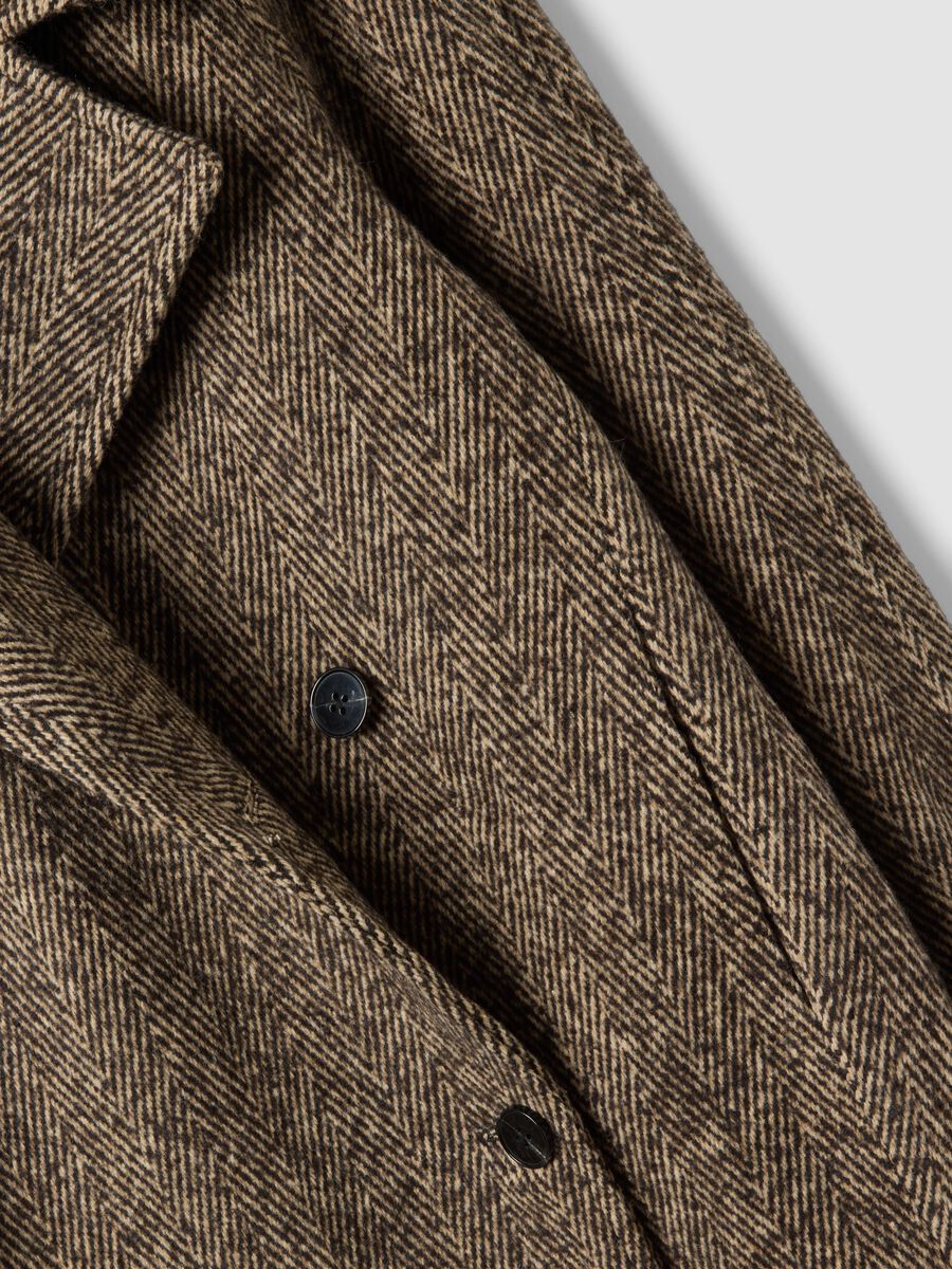 Brown and beige wool and viscose blend coat_1