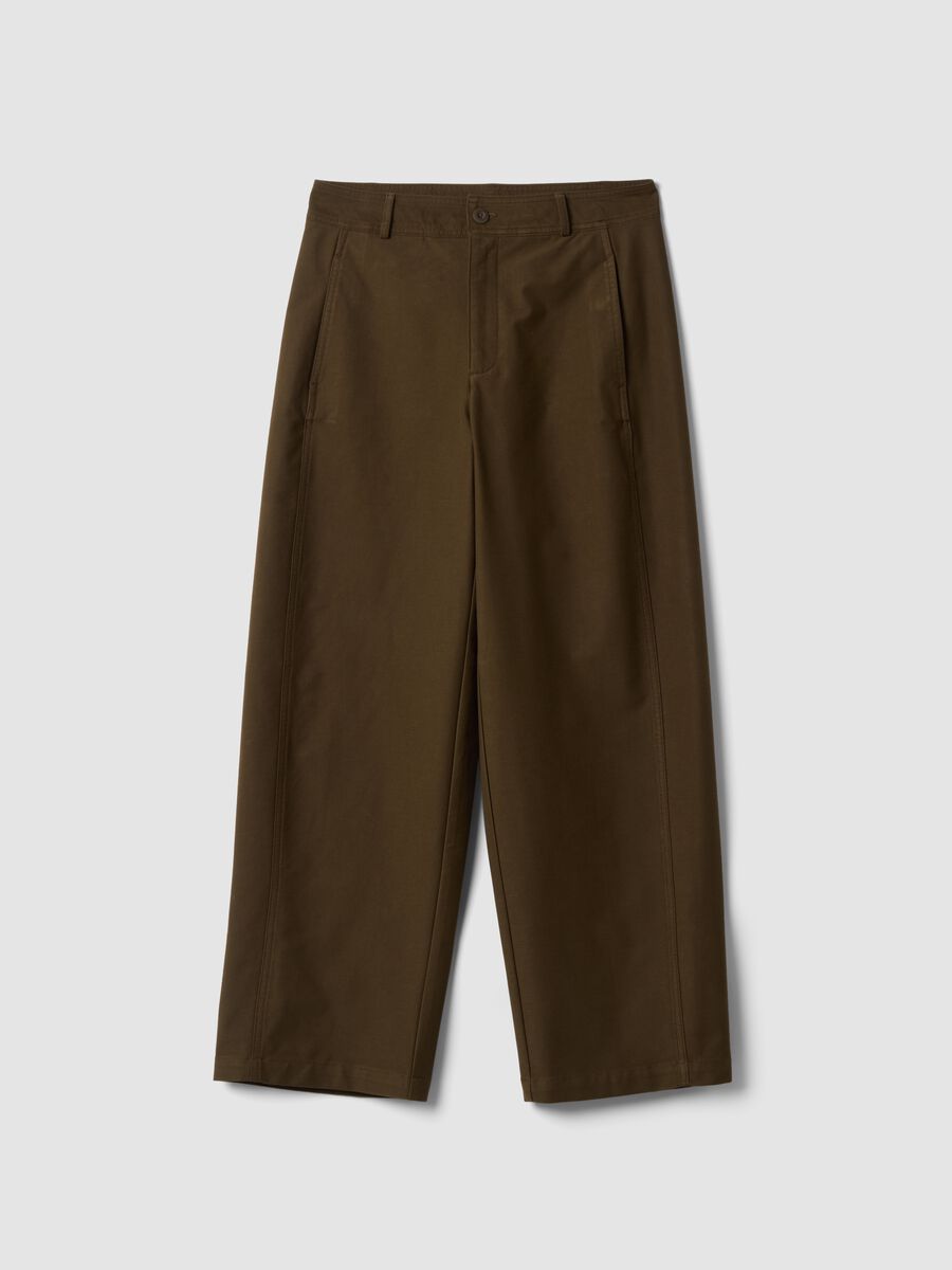 Brown The Iconic Pants in stretch cotton blend, barrel fit_0