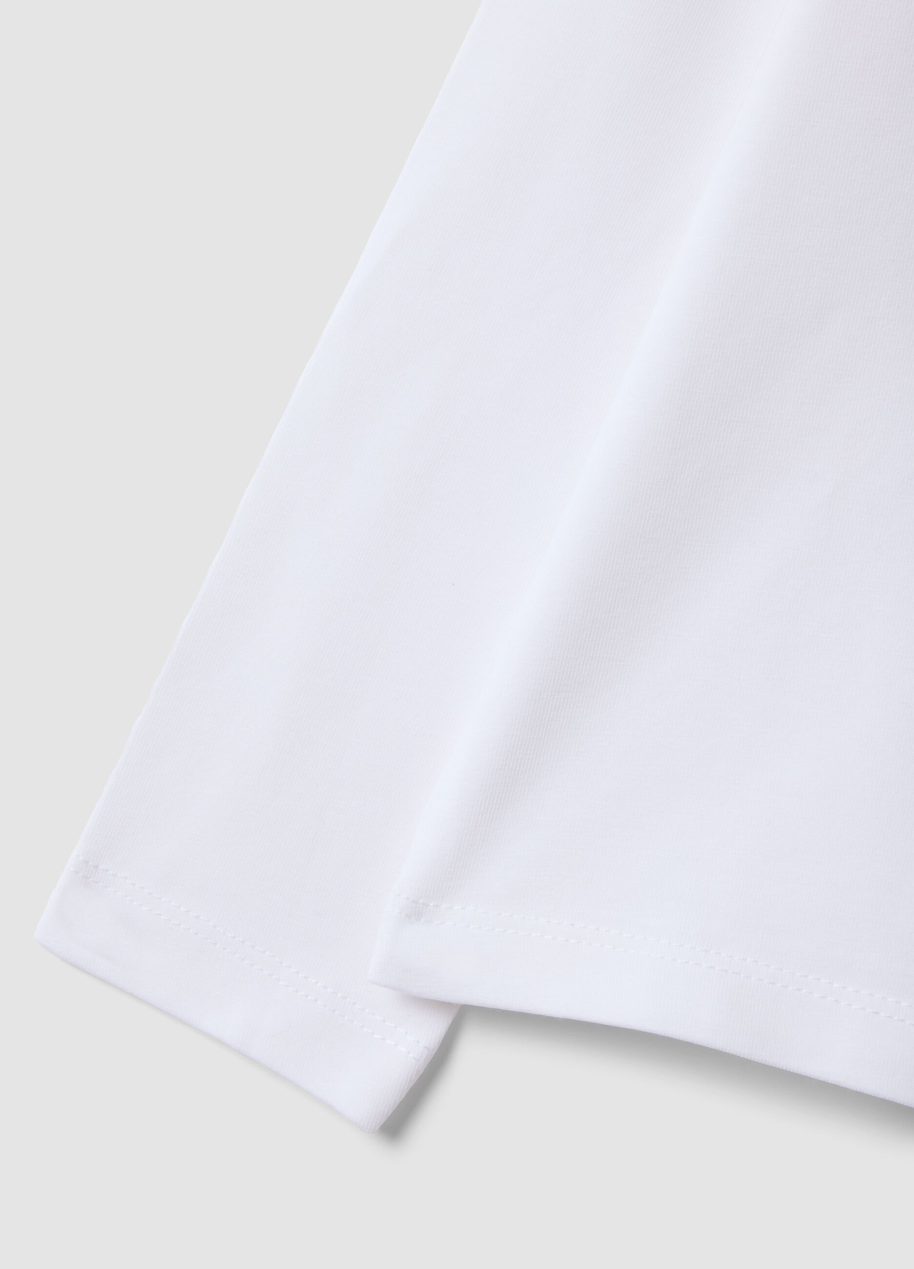 White stretch cotton crew-neck printed T-shirt for girls