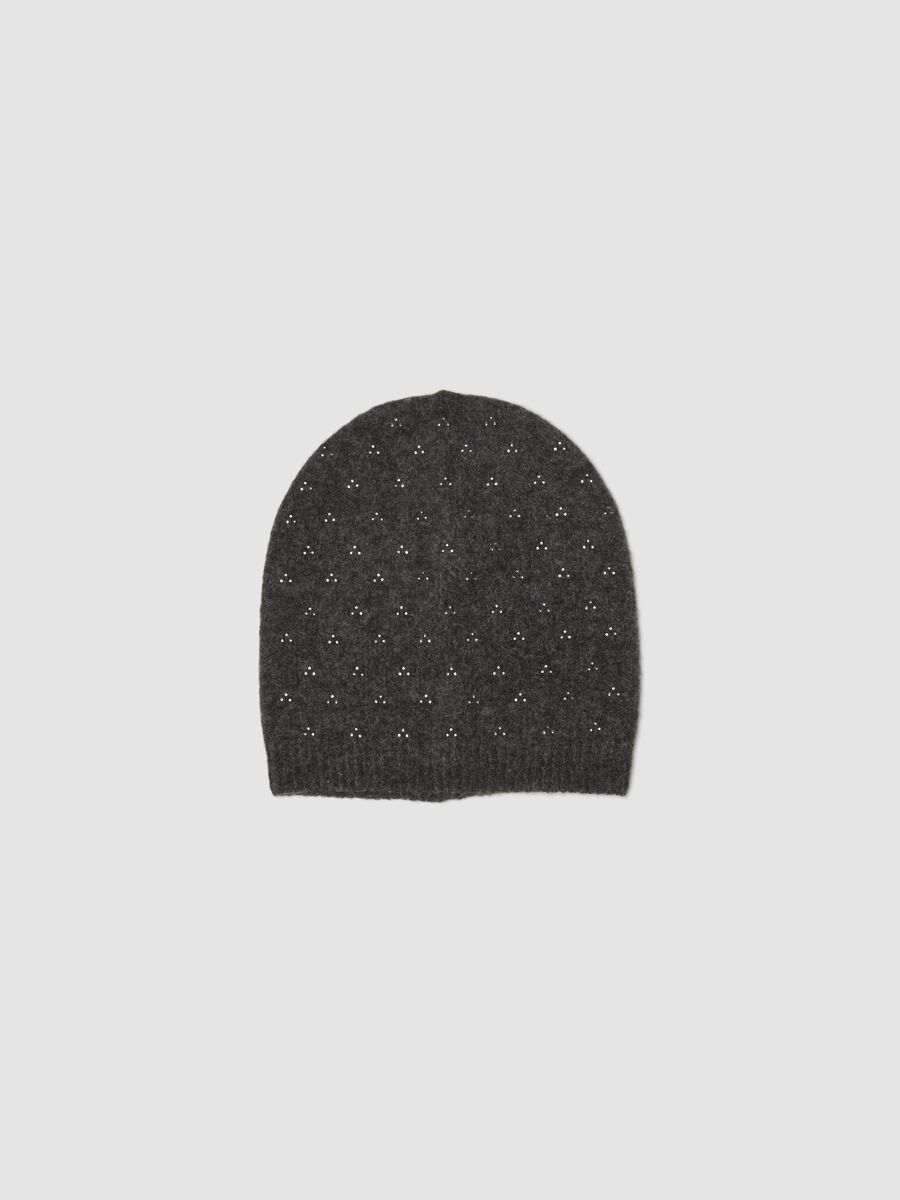 Grey viscose and stretch wool beanie_0
