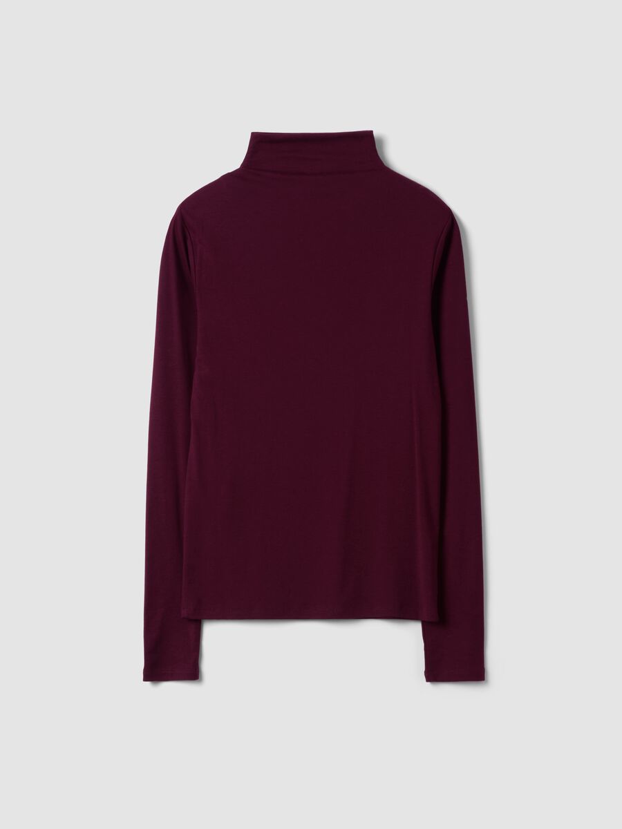 Purple lyocell and stretch wool mock-neck T-shirt, regular fit_6