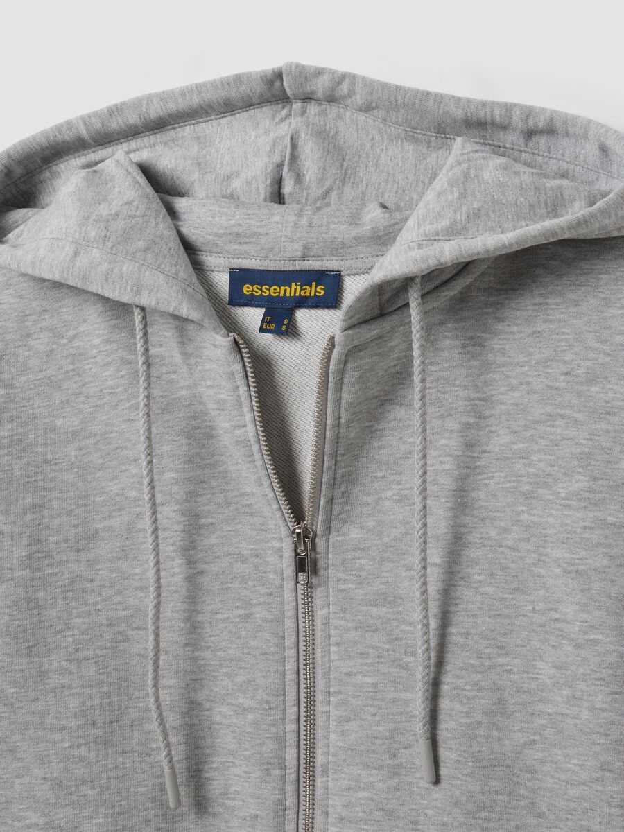 Grey full-zip cotton-blend hoodie, fitted_5