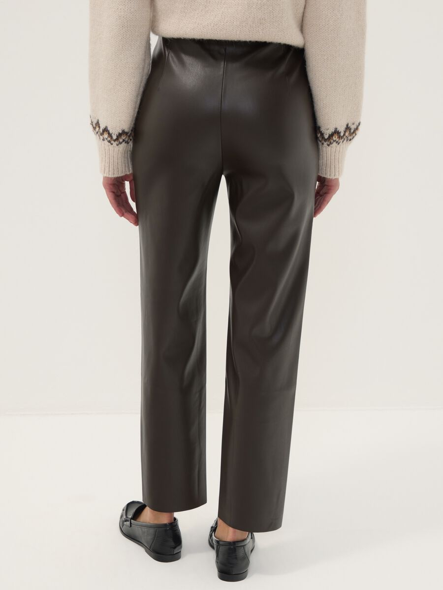 Brown slim-fit leggings with regular waist and elasticated waistband_3