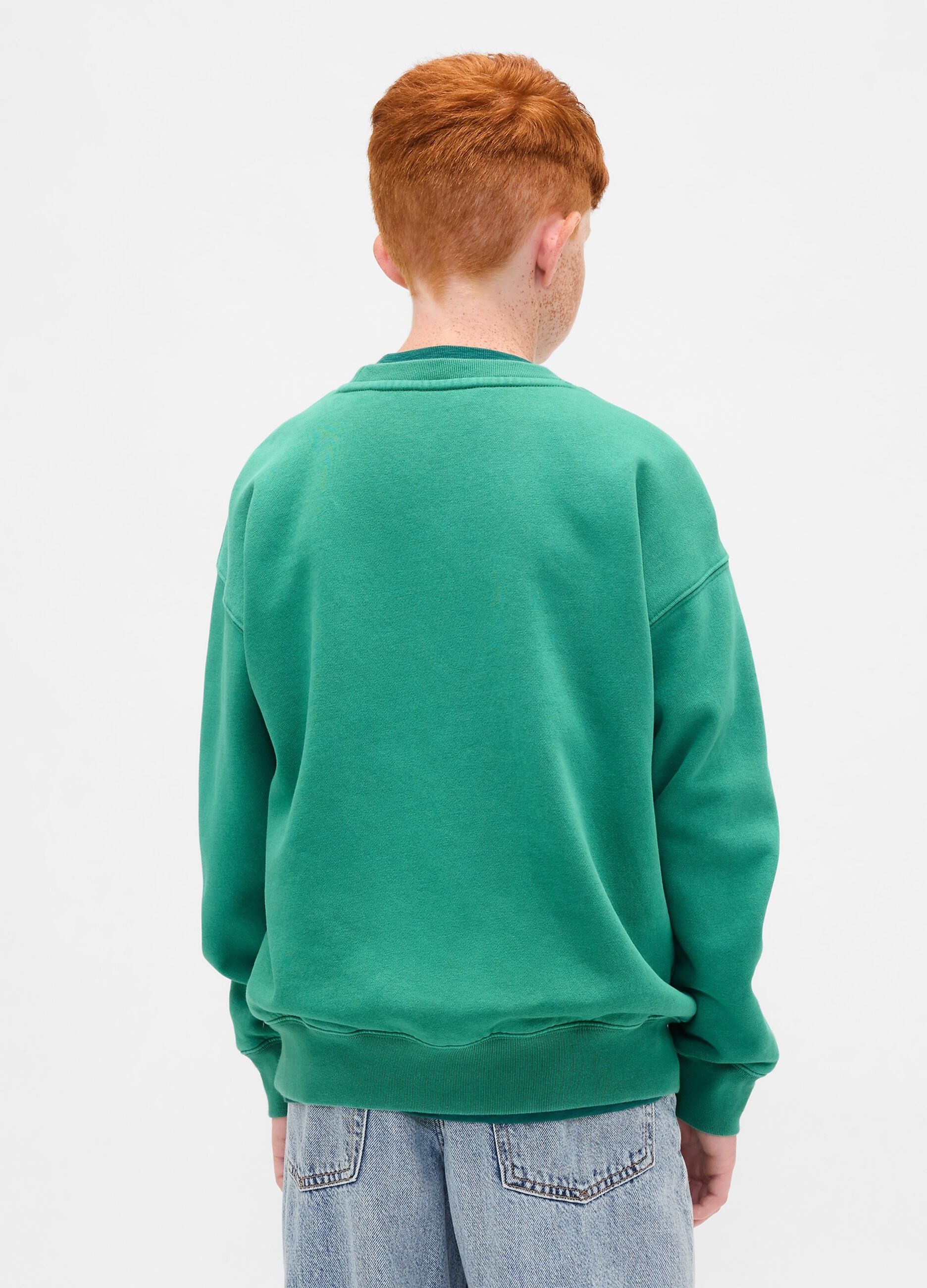 Green Cotton Crew Neck Sweatshirt