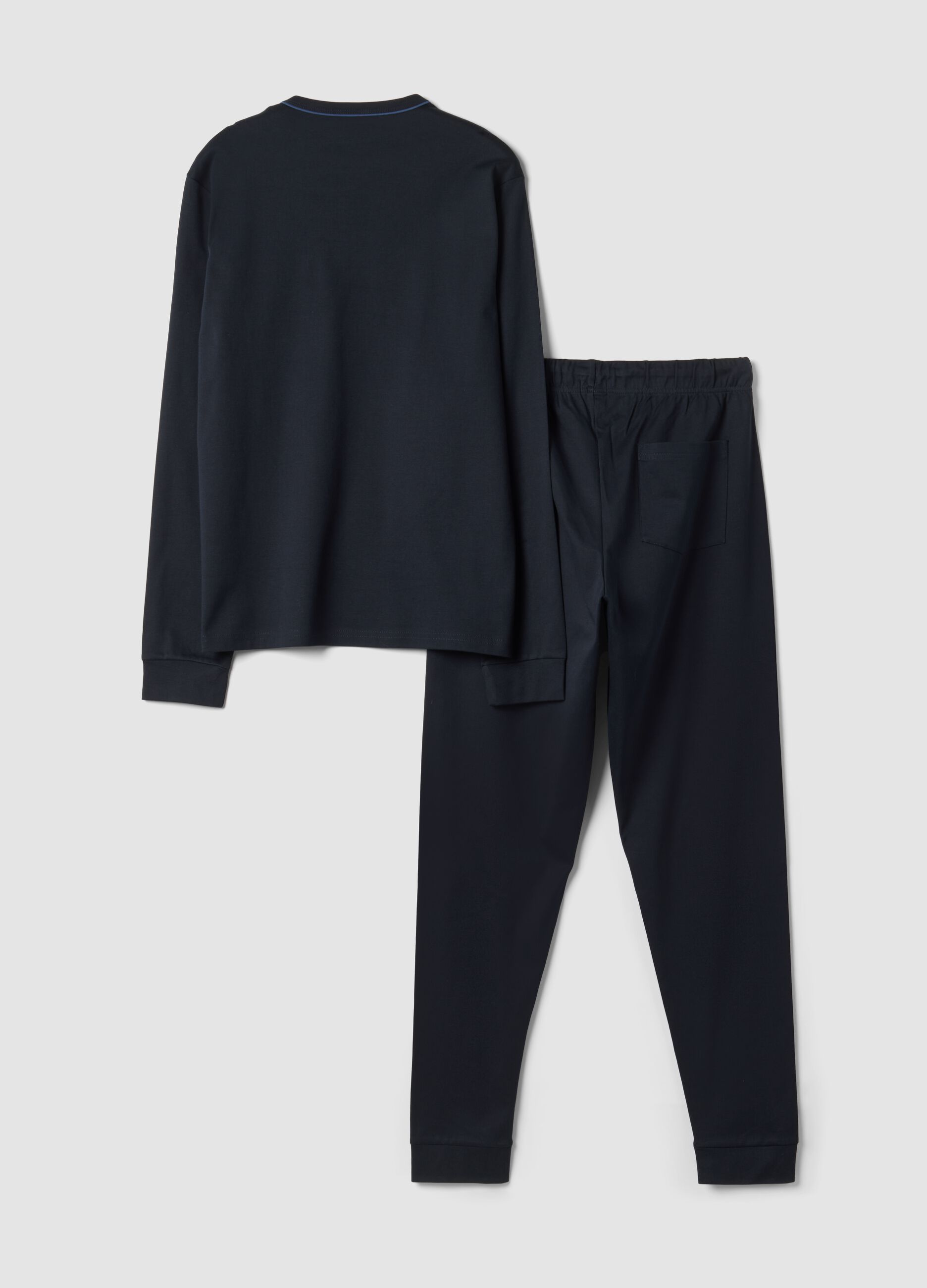 Blue pure organic cotton crew-neck pyjamas