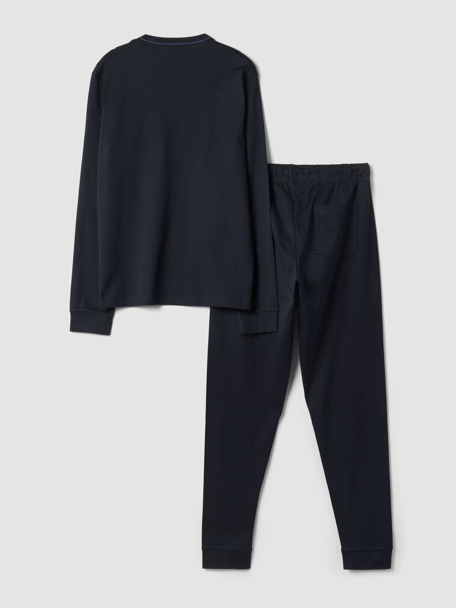 Blue pure organic cotton crew-neck pyjamas_2
