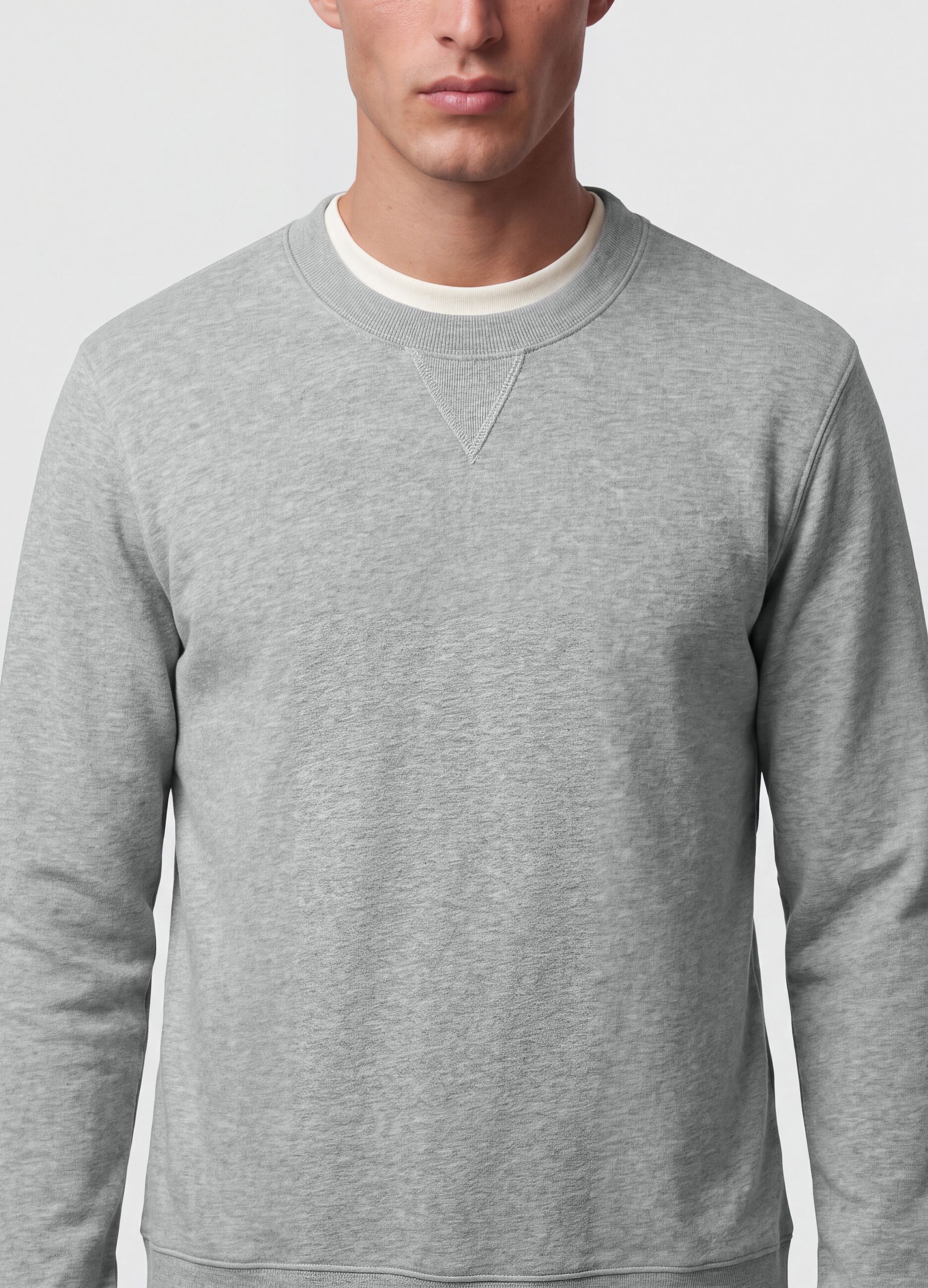 Grey crew-neck sweatshirt in cotton blend, regular fit