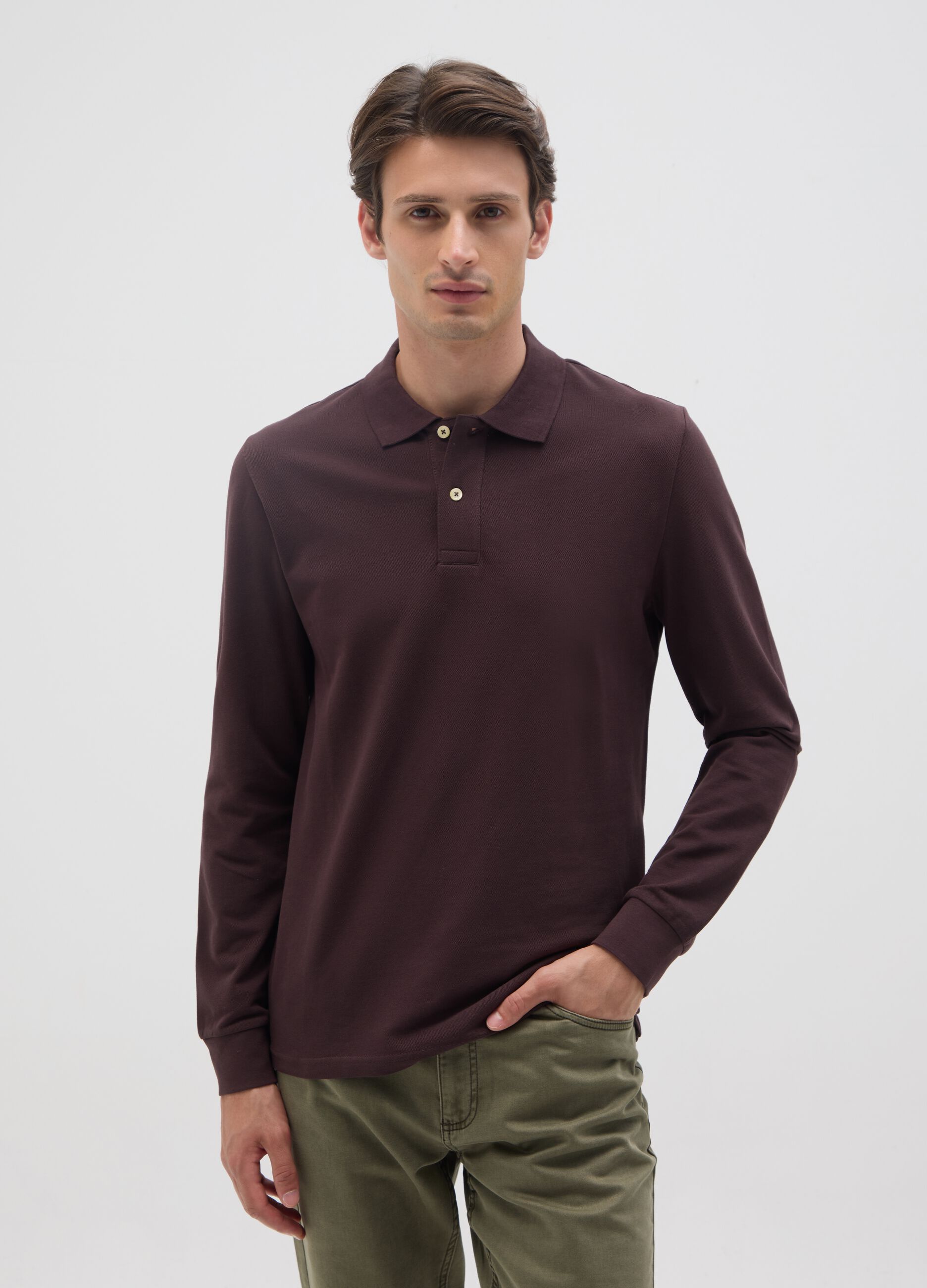 Brown pure cotton polo regular fit