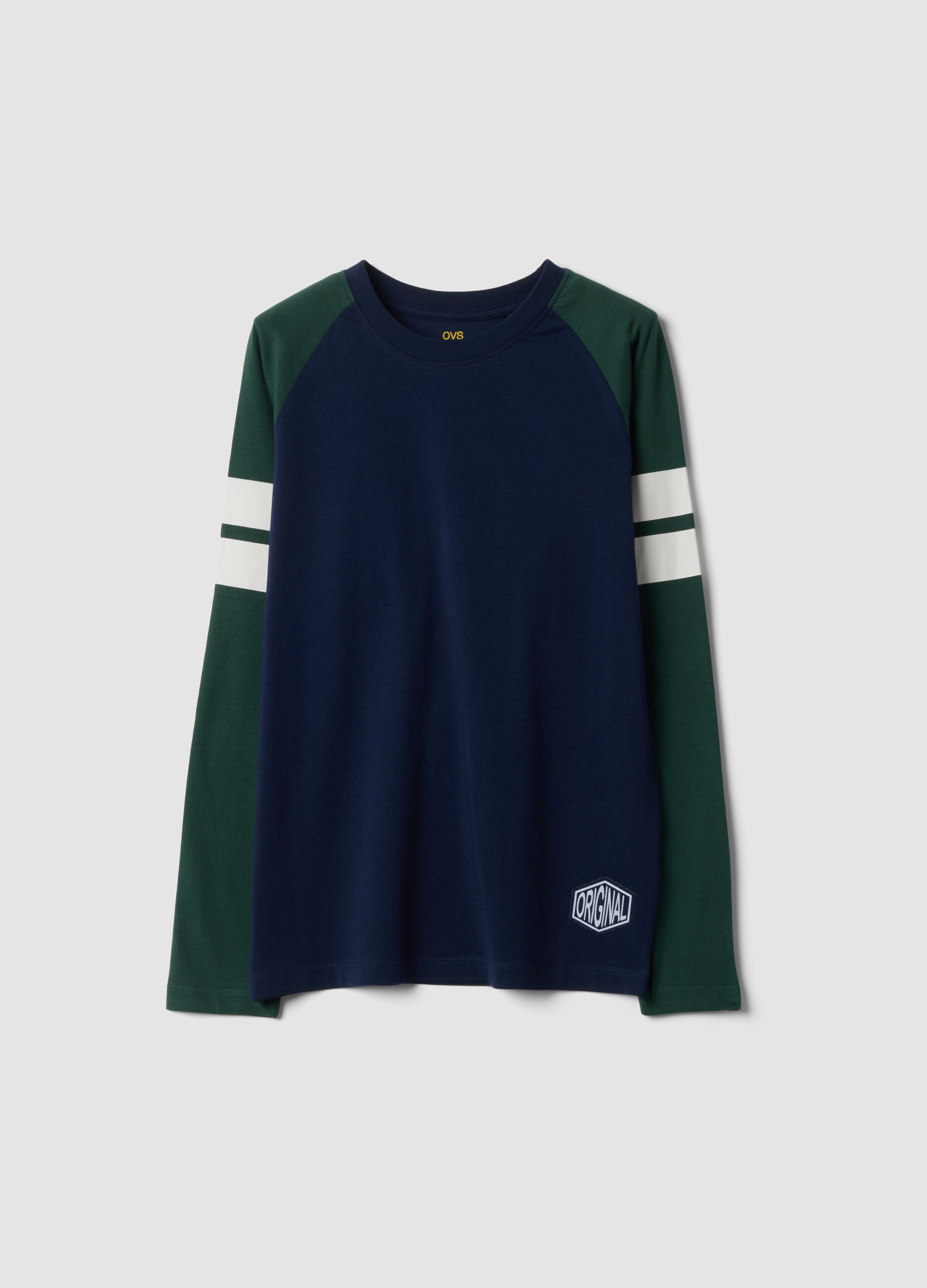 Blue organic cotton crew-neck T-shirt