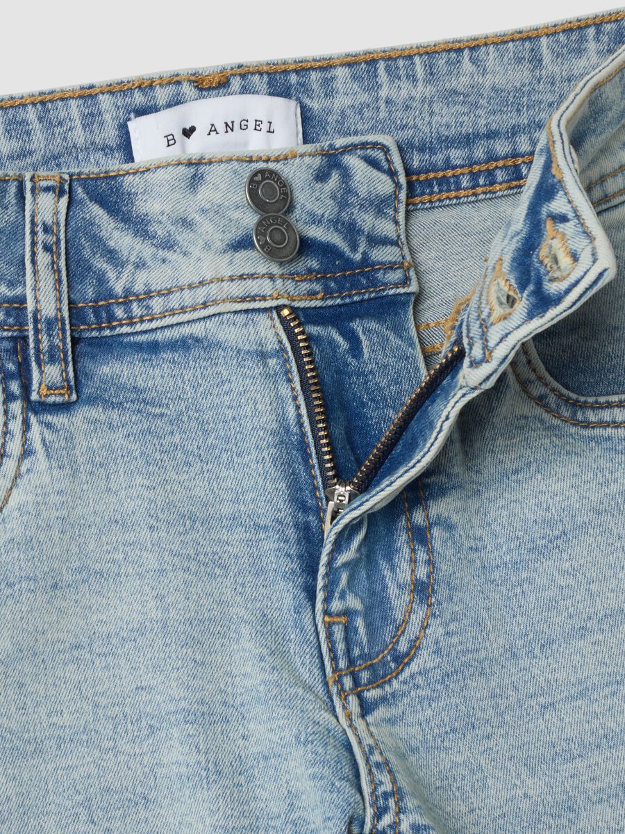 Jeans blu chiaro flare in cotone elasticizzato_6